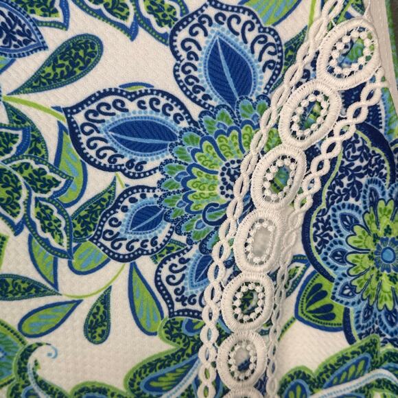 Eliza J Dress Womens 2 Blue Floral Embroidered Tropical Beach Resort Bright - Picture 4 of 12